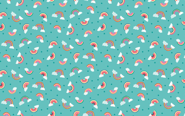 Makower Daydream Rainbows Turquoise