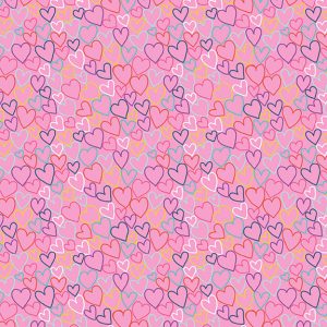 Daydream by Makower Fabrics Hearts on Pink