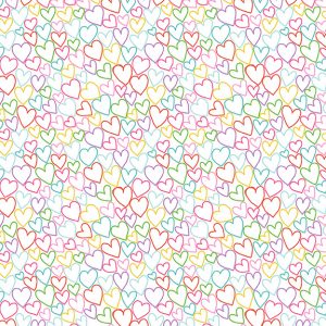 Daydream by Makower Fabrics Pastel Hearts on White