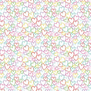 Daydream by Makower Fabrics Pastel Hearts on White