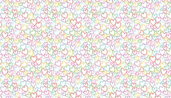 Daydream by Makower Fabrics Pastel Hearts on White