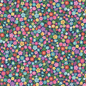 Daydream by Makower Fabrics Floral on Navy