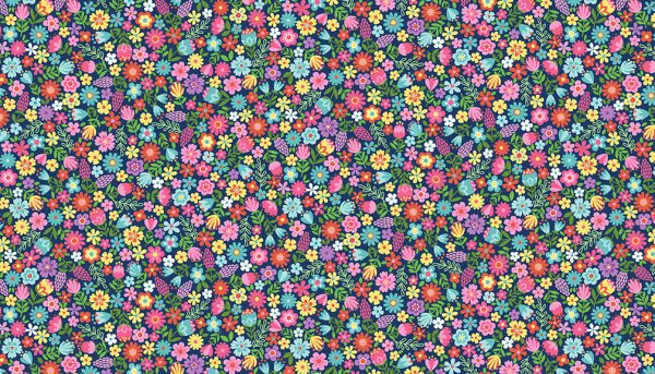 Daydream by Makower Fabrics Floral on Navy