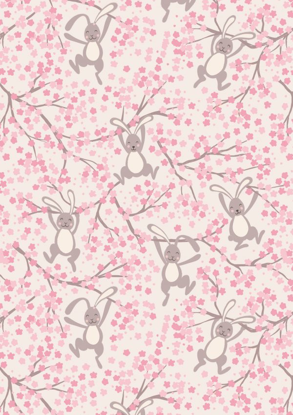 Lewis & Irene Bunny Hop Swinging Bunnies Pink A526.1