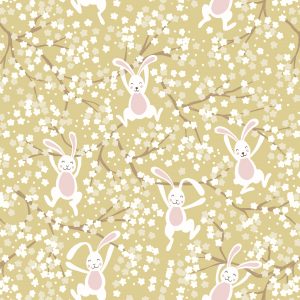 Lewis & Irene Bunny Hop Swinging Bunnies Yellow A526.2