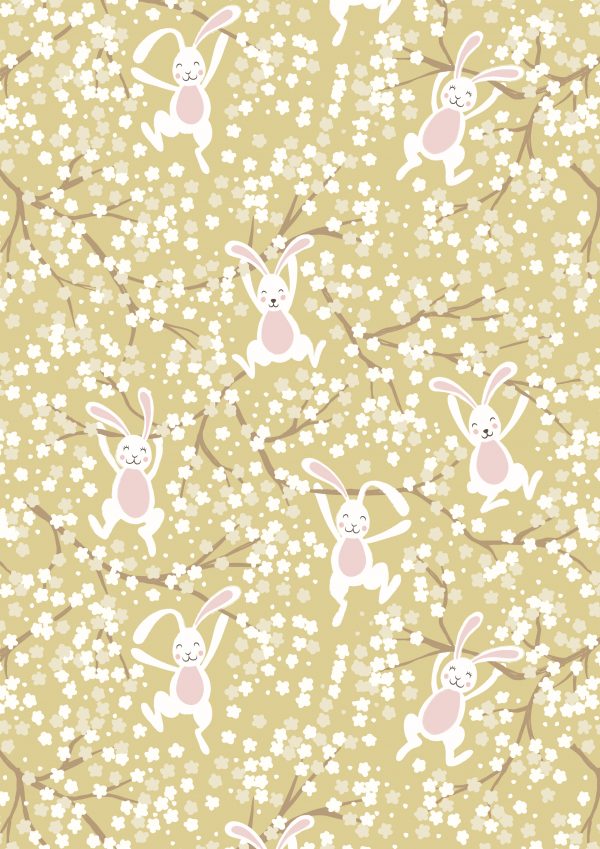 Lewis & Irene Bunny Hop Swinging Bunnies Yellow A526.2