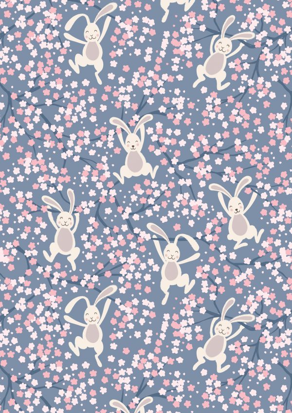 Lewis & Irene Bunny Hop Swinging Bunnies Blue A526.3