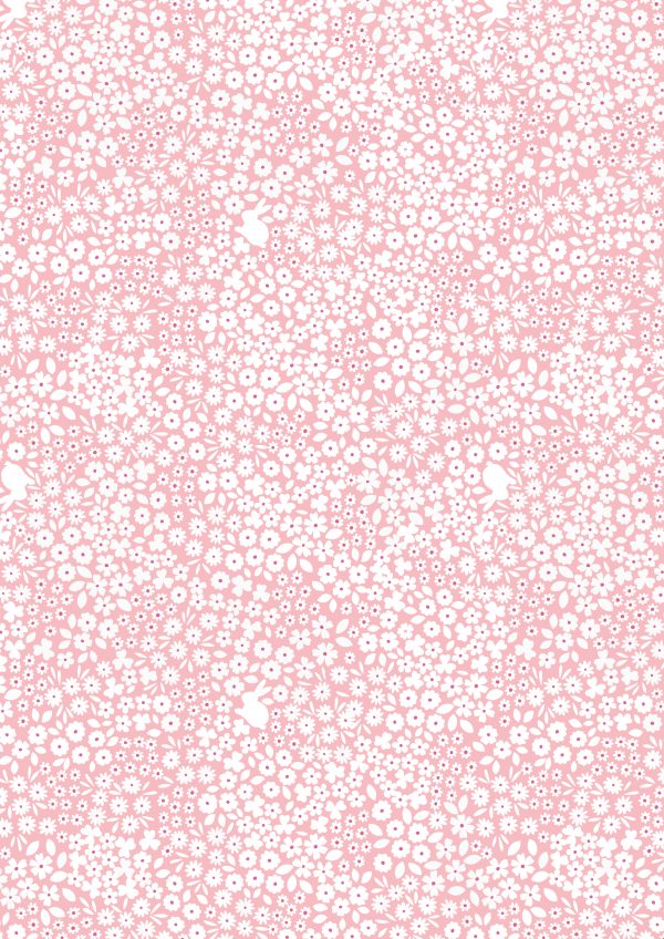 Lewis & Irene Bunny Hop Mini Bunnies on Pink Floral A527.1
