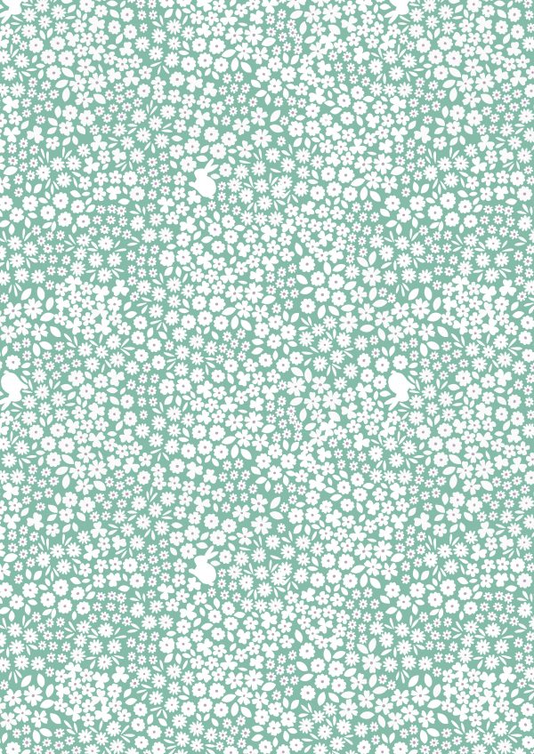 Lewis & Irene Bunny Hop Mini Bunniy Green Floral A527.2