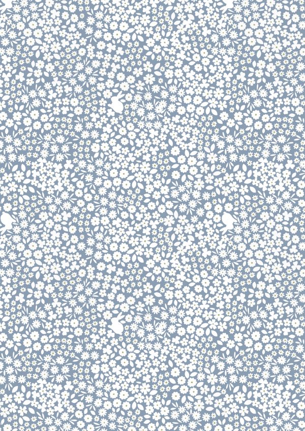 Lewis & Irene Bunny Hop Blue Mini Bunny Floral A527.3