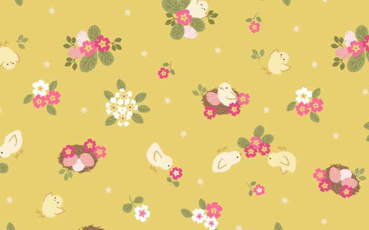 Lewis & Irene Bunny Hop Chicks on Spring Yellow