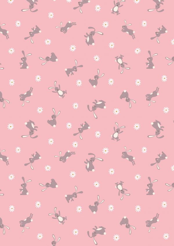 Lewis & Irene Bunny Hop Bunnies on Pink A529.2