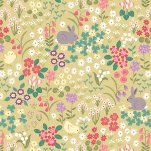 Lewis & Irene Bunny Hop Floral Spring Yellow A530.1