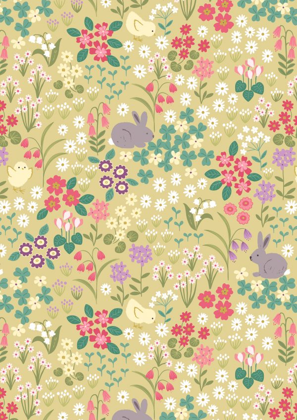 Lewis & Irene Bunny Hop Floral Spring Yellow A530.1