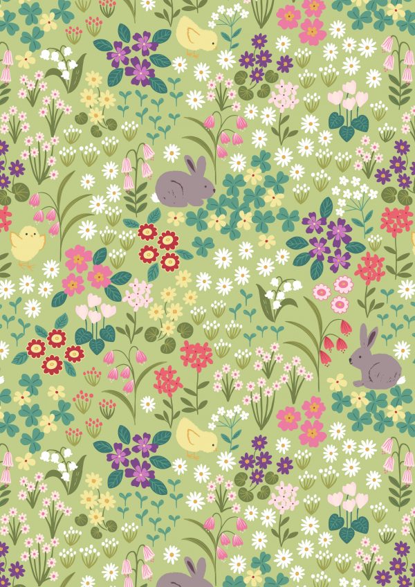 Lewis & Irene Bunny Hop Spring Green Floral A530.2