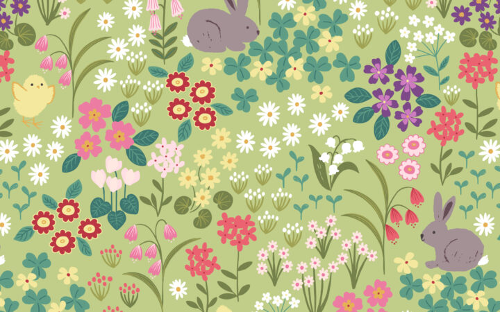 Lewis & Irene Bunny Hop Spring Green Floral