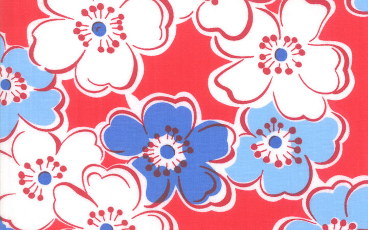 Moda Back Porch Friendship Flowers in Country Red