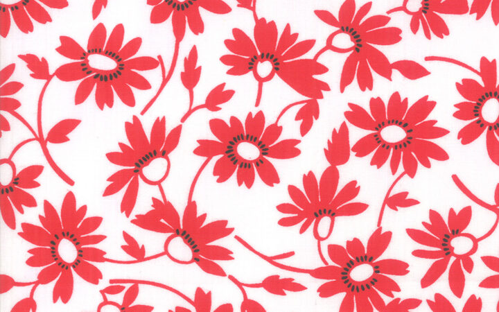 Moda Back Porch Blooming in Bright White & Red