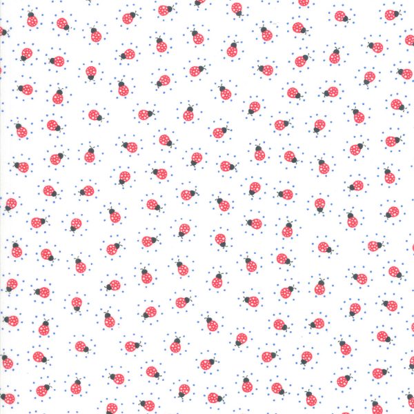Moda Fabrics Back Porch Ladybirds on White