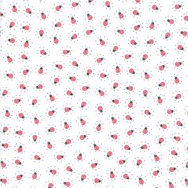 Moda Fabrics Back Porch Ladybirds on White