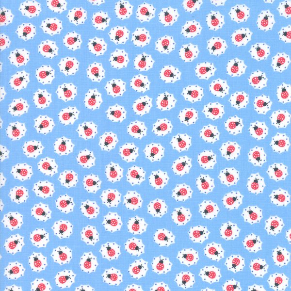 Moda Fabrics Back Porch Ladybirds on Sky Blue