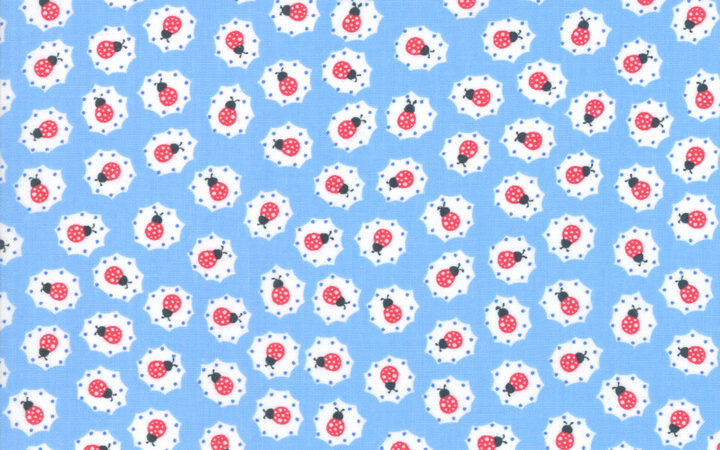 Moda Back Porch Ladybirds on Sky Blue