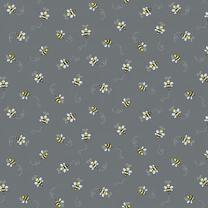 Makower Fabrics Bumble Bees on Dark Grey
