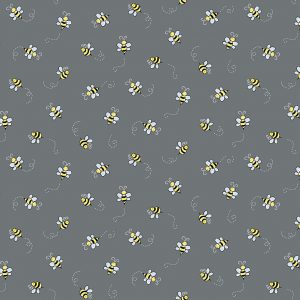 Makower Fabrics Bumble Bees on Dark Grey