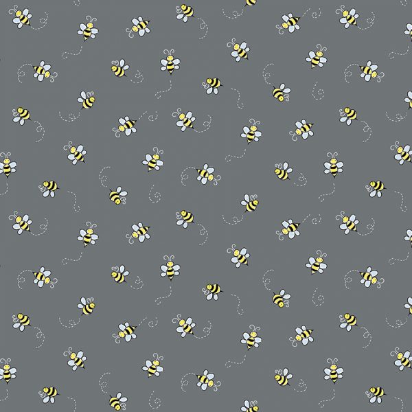 Makower Fabrics Bumble Bees on Dark Grey