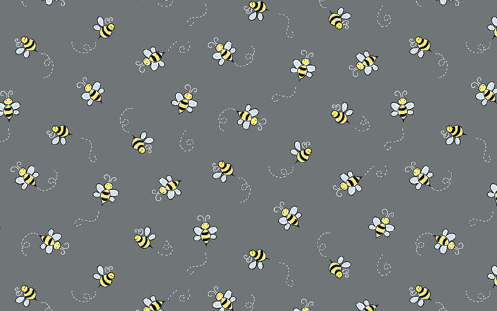 Makower Fabrics Bumble Bees on Dark Grey