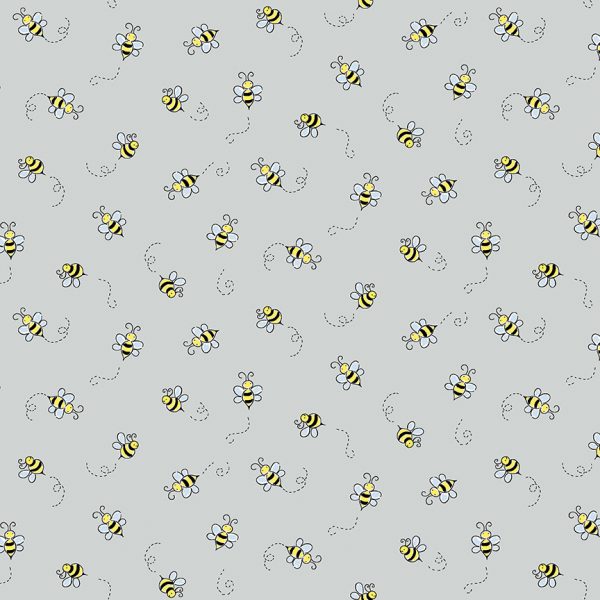 Makower Fabrics Bumble Bees on Light Grey