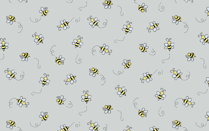 Makower Fabrics Bumble Bees on Light Grey
