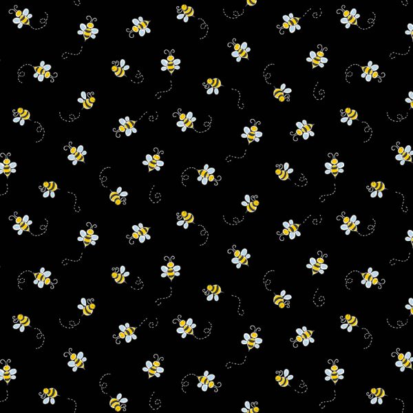 Makower Fabrics Bumble Bees on Black