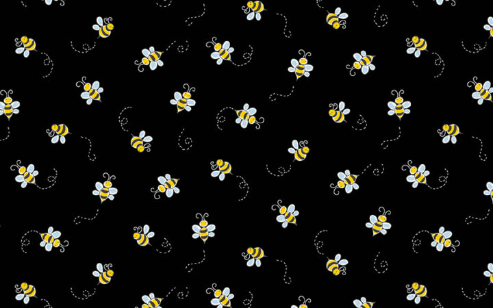 Makower Fabrics Bumble Bees on Black