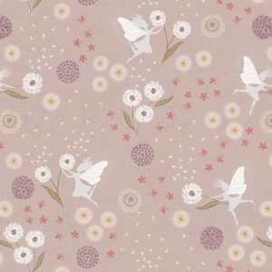 Lewis & Irene Fairy Clocks & Fairies on Warm Linen with silver metallic A505.1