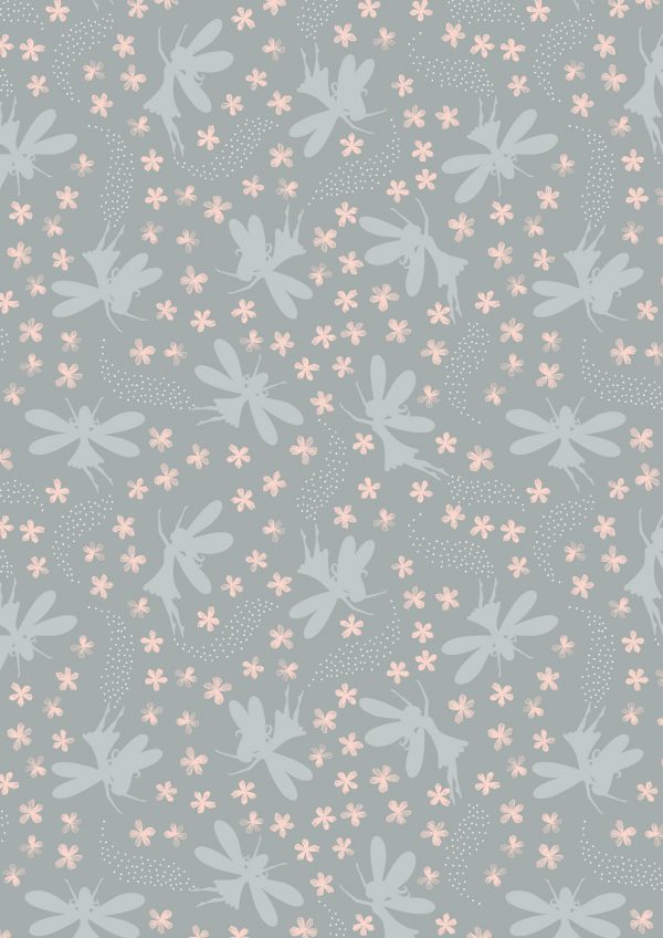 Lewis & Irene Fairy Clocks A507.2 grey floral fairies with silver metallic