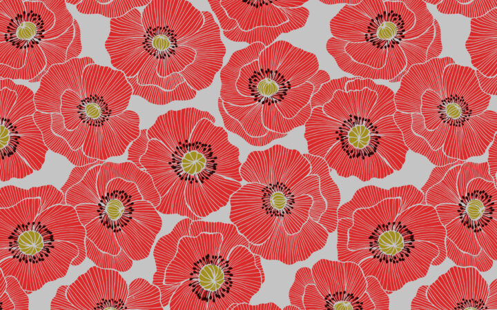 Lewis & Irene Poppies Large Poppies on Light Grey