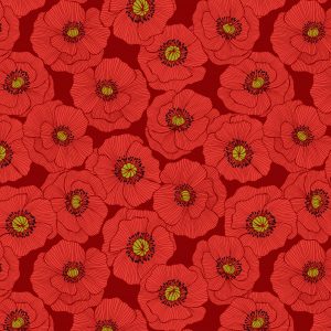Lewis & Irene Poppies Fabric Large Poppies on Red A554.2
