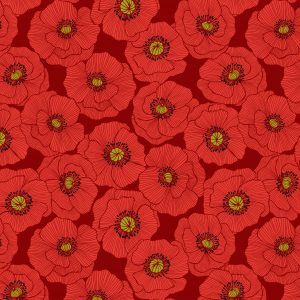 Lewis & Irene Poppies Fabric Large Poppies on Red A554.2