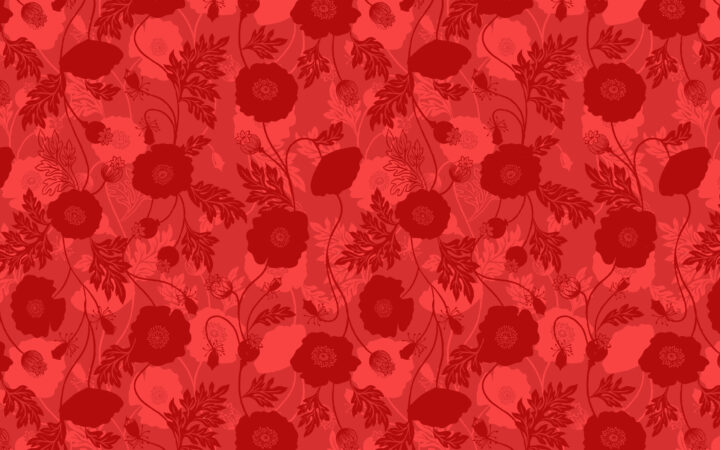 Lewis & Irene Poppies Poppy Shadow on Red