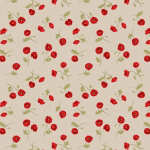 Lewis & Irene Fabrics Little Poppies on Natural A556.1
