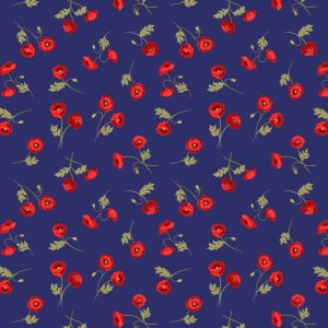Lewis & Irene Fabrics Little Poppies on Blue A556.2