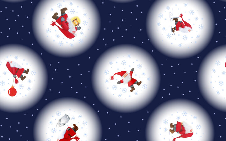 Lewis & Irene Keep Believing Tomte Snowballs on Dark Blue