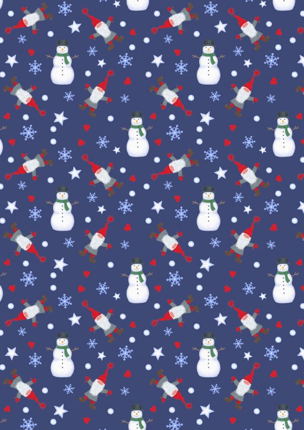 Lewis & Irene Keep Believing CE16.2 Tomte & Snowmen on Dark Blue