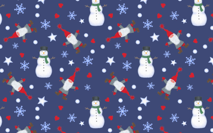 Lewis & Irene Keep Believing Tomte & Snowman on Dark Blue