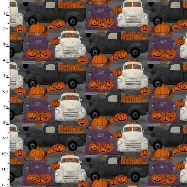 3 Wishes Fabric Spooky Night Ghostly Trucks