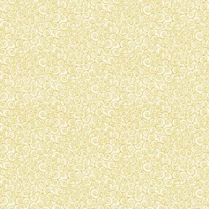 Makower Fabrics Christmas Classics Gold Metallic Scroll on Cream