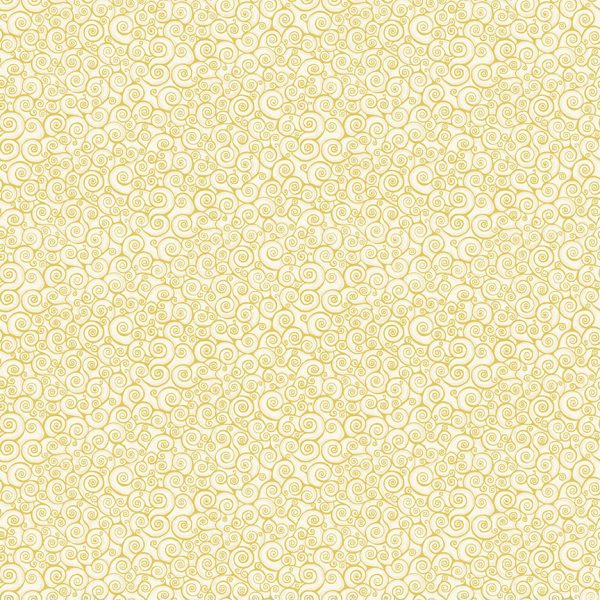 Makower Fabrics Christmas Classics Gold Metallic Scroll on Cream