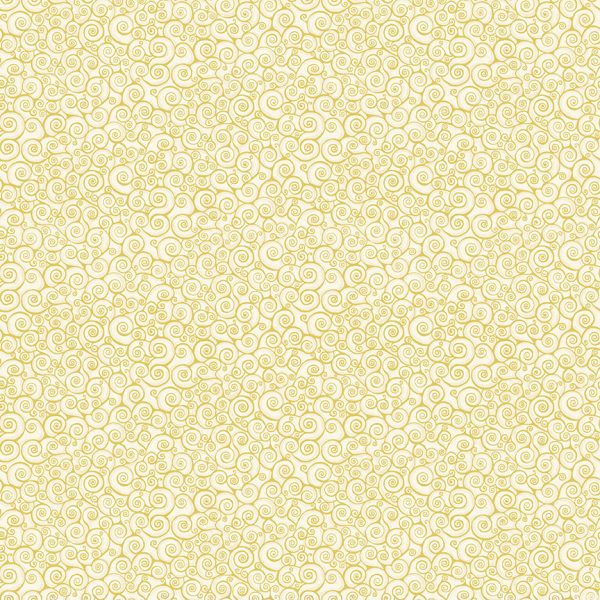 Makower Fabrics Christmas Classics Gold Metallic Scroll on Cream