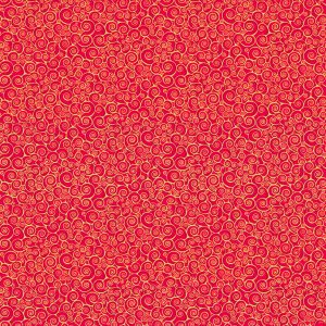 Makower Fabrics Christmas Classics Gold Metallic Scroll on Red